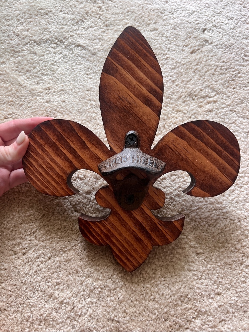 Fleur-de-Lis Wooden Wall Bottle Opener (in Walnut)